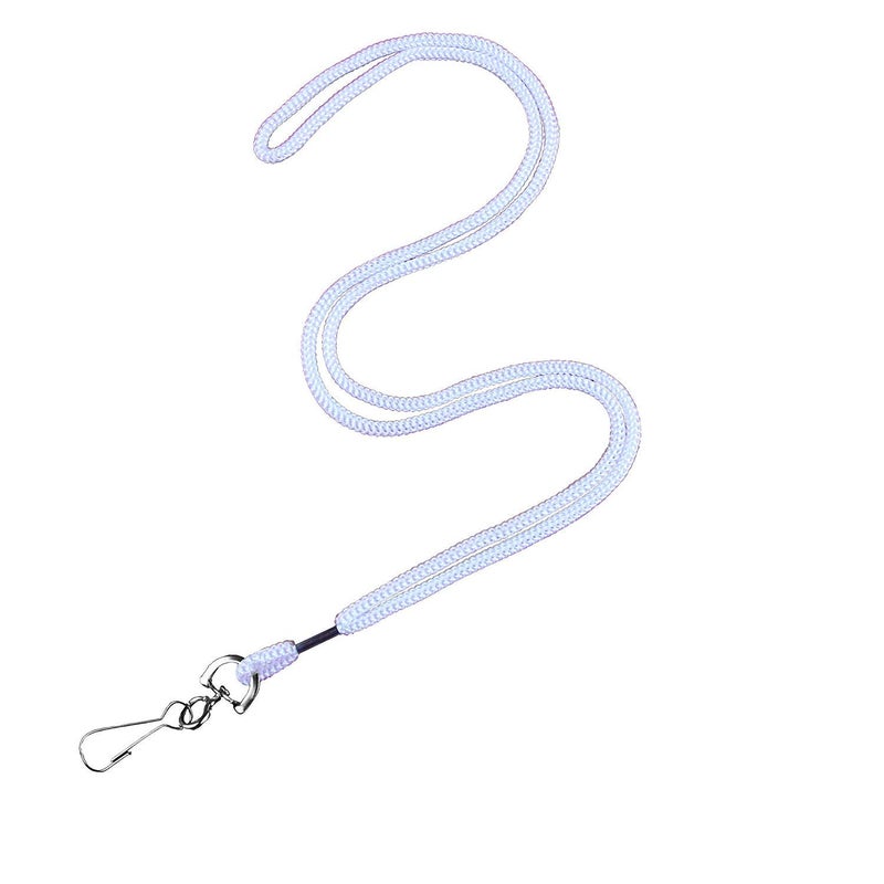 HOSL 100 Pack Badge Lanyards Office Lanyard ID Card Lanyards Business Card Lanyards Students Lanyards Employee Lanyards Round 36" With Swivel Hook (White) - Image 1